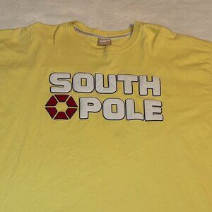 Vintage Southpole T-Shirt Mens 2XL Jeans Hip Hop Y2K Spellout Patch Logo Yellow